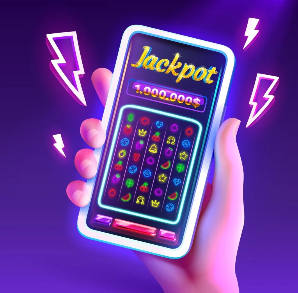 hand holding mobile casino