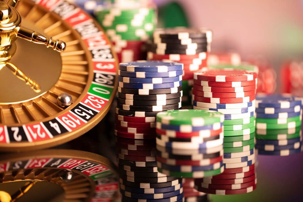 roulette table and casino chips